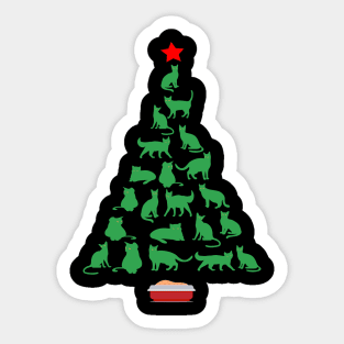 Cat Christmas Tree With Litter Box Sticker